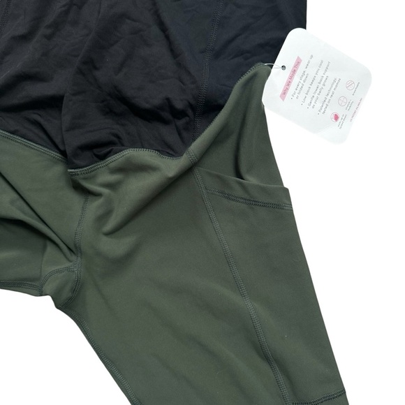 Isabel Maternity Leggings Active Full Length Crossover Panel Green Black New Sm - Picture 8 of 10